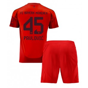 Bayern Munich Aleksandar Pavlovic #45 Hemmakläder Barn 2024-25 Kortärmad (+ Korta byxor)